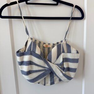 Luxxel Striped Twist-Front Crop Top and Pants Set